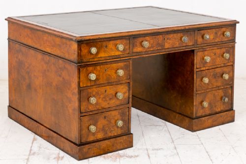 Superb Victorian Burr Walnut Partners Desk