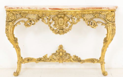 Superb Victorian Gilt Wood and Gesso Console Table