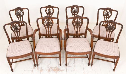 Set of 8 (6+2) Mahogany Hepplewhite Style Dining Chairs