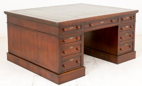 Large Victorian Mahogany Partners Desk