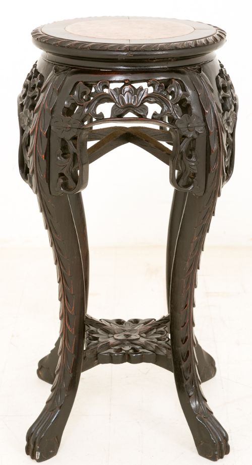 Chinese Carved Hardwood Jardiniere Stand