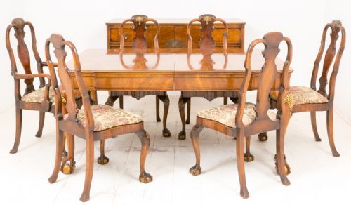 Superb Quality Walnut Queen Anne Dining Suite