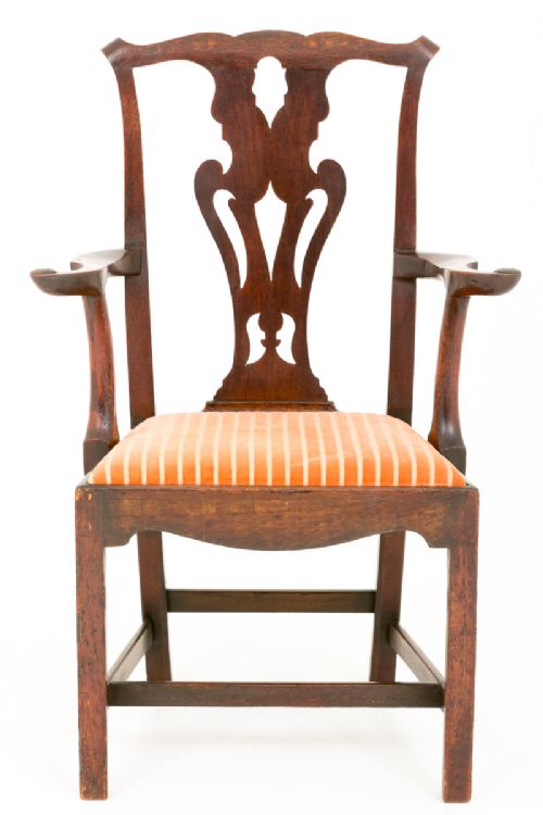 Chippendale Style Oak Elbow Chair