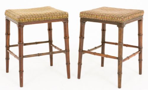 Pair of Regency Style Simulated Bamboo Stools