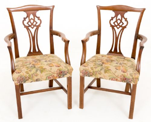 Pair of Mahogany Chippendale Style Armchairs