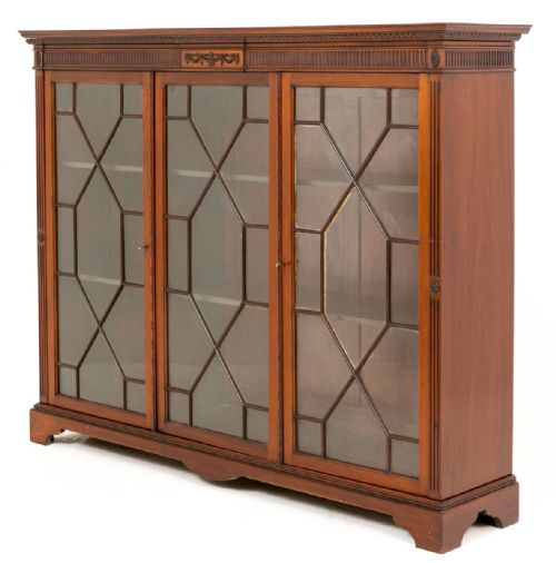 Mahogany 3 Door Glazed Cabinet / Bookcase