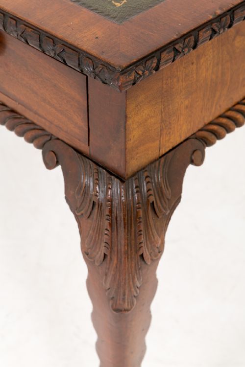 fig 1. Mahogany 2 drawer writing table in the Chippendale style