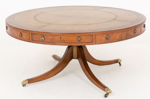 Mahogany Drum Table with Regency Influences.