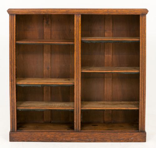 Victorian Oak Double Open Bookcase.