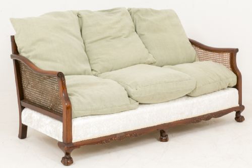 Mahogany Caned Settee of Chippendale Form