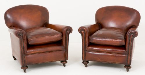 Pair of Art Deco Leather Club Chairs