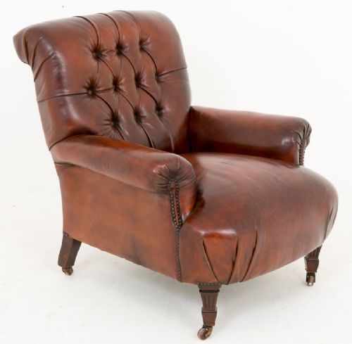 Victorian Leather Deep Buttoned Club Chair