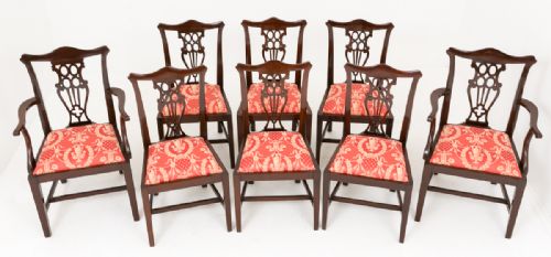 Set of 8 Mahogany Chippendale Style Dining Chairs