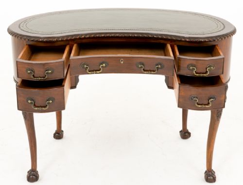 fig 1. Mahogany Chippendale Style Kidney Shaped Writing Table