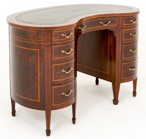 fig 2. Spectacular Victorian Plum Pudding Mahogany Kidney Shaped Desk