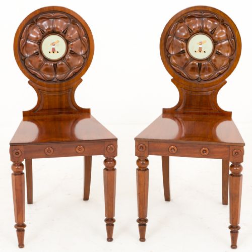 Pretty Pair of William IV Mahogany Hall Chairs
