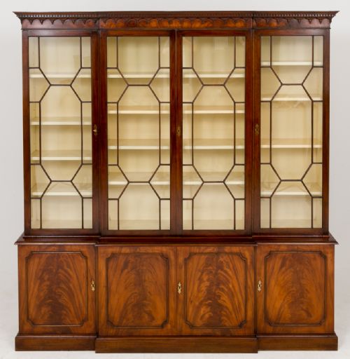 Mahogany Georgian Style Breakfront Bookcase