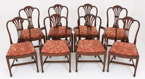 Set of 8 (6+2) Mahogany Hepplewhite Style Chairs