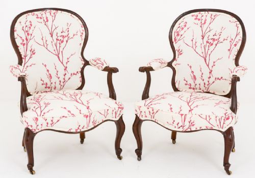 Pair of Mahogany Hepplewhite Style Open Armchairs