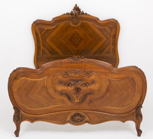 Very Pretty Carved Walnut French Bed