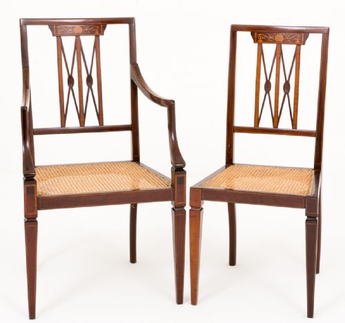 Pair of Sheraton Revival Mahogany Desk Chairs.