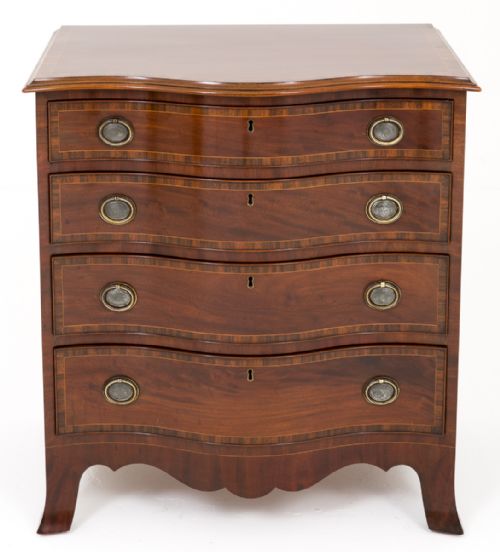 MAHOGANY SERPENTINE CHEST OF DRAWERS - ADDITIONAL PHOTO 2
