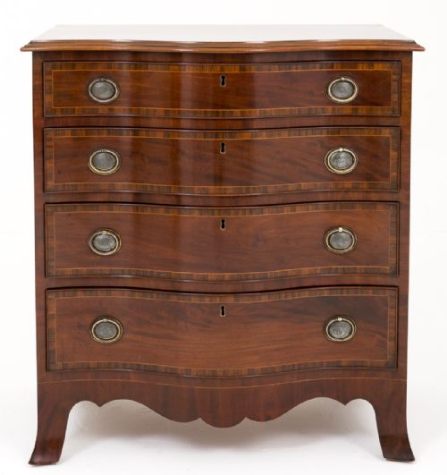 MAHOGANY SERPENTINE CHEST OF DRAWERS - ADDITIONAL PHOTO 4