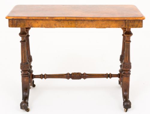 BURR WALNUT VICTORIAN LIBRARY TABLE - ADDITIONAL PHOTO 1