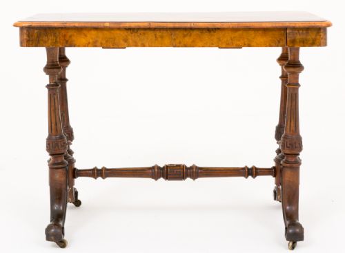 BURR WALNUT VICTORIAN LIBRARY TABLE - ADDITIONAL PHOTO 4
