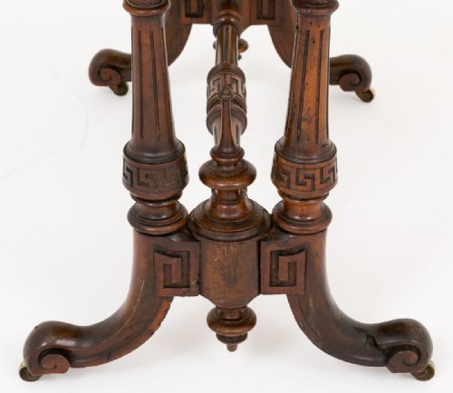 BURR WALNUT VICTORIAN LIBRARY TABLE - ADDITIONAL PHOTO 5