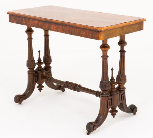 BURR WALNUT VICTORIAN LIBRARY TABLE - ADDITIONAL PHOTO 6