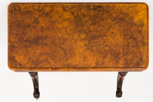 BURR WALNUT VICTORIAN LIBRARY TABLE - ADDITIONAL PHOTO 7