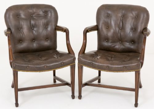 Pair of Mahogany Elbow Chairs