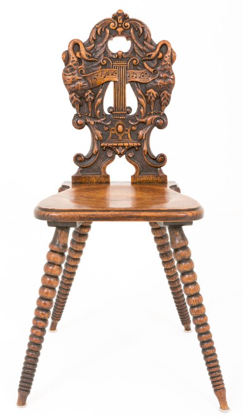 Very Interesting Carved Oak Hall Chair