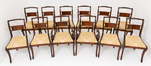 Set of 12 Mahogany Regency Style Dining Chairs