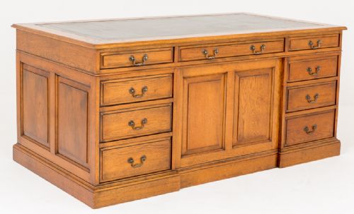fig 1. Oak Panelled Pedestal desk