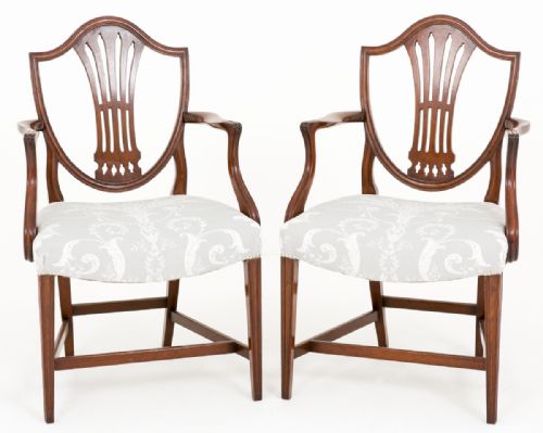 Pair of Hepplewhite Style Carver Chairs