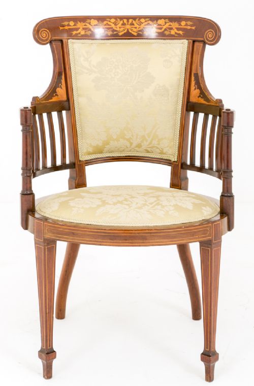 Very Pretty Sheraton Revival Mahogany Inlaid Desk Chair