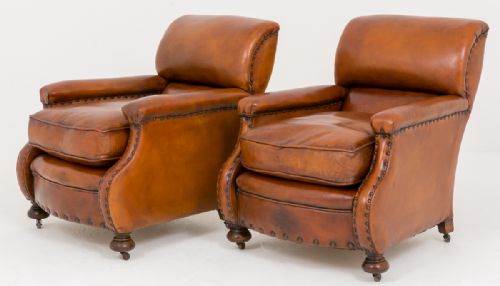 Good Pair of Art Deco Style Leather Club Chairs