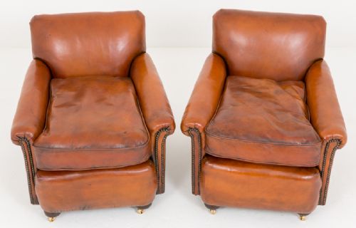 Pair of Victorian Leather Club Chairs