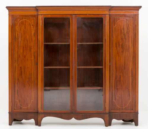 Sheraton Revival Mahogany Inlaid Bookcase