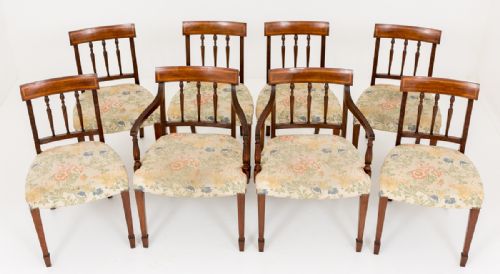 Set of 8 Mahogany Hepplewhite Style Dining Chairs