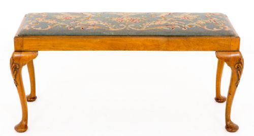 Walnut Queen Anne Style Duet Piano Stool