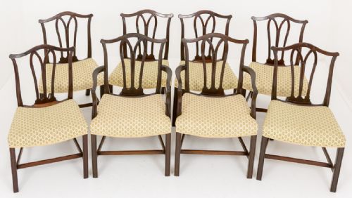 Stunning Set of 8 Hepplewhite Design Dining Chairs