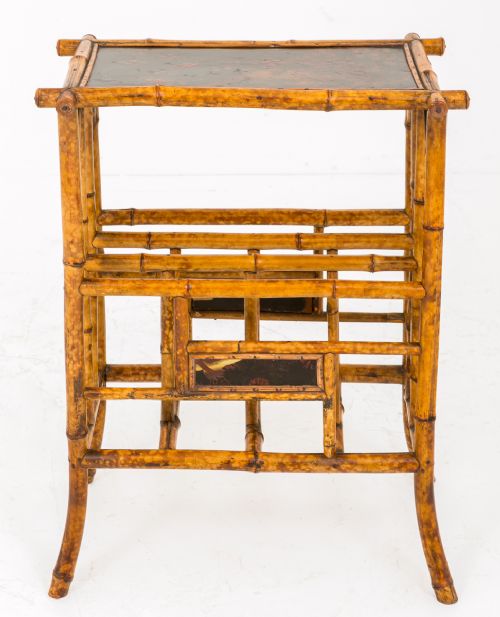 Victorian Bamboo and Lacquered Canterbury