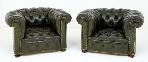 Good Pair of Deep Buttoned Leather Chairs