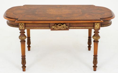 Stunning Victorian Burr Walnut Coffee Table in the Empire Style