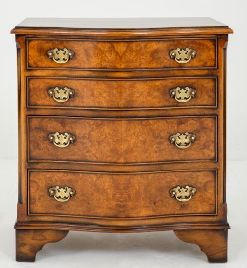 Burr Walnut Serpentine Chest of Drawers