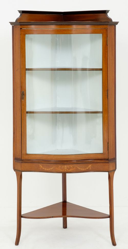 Mahogany Sheraton Revival Corner Cabinet