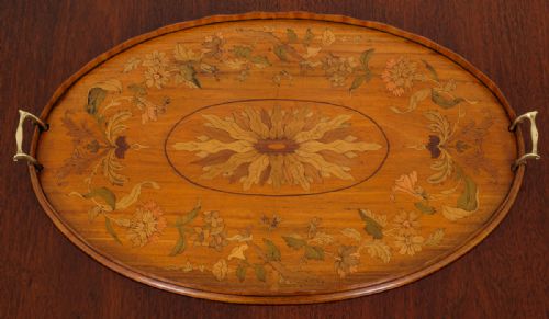 Victorian Satinwood and Marquetry Drinks Tray